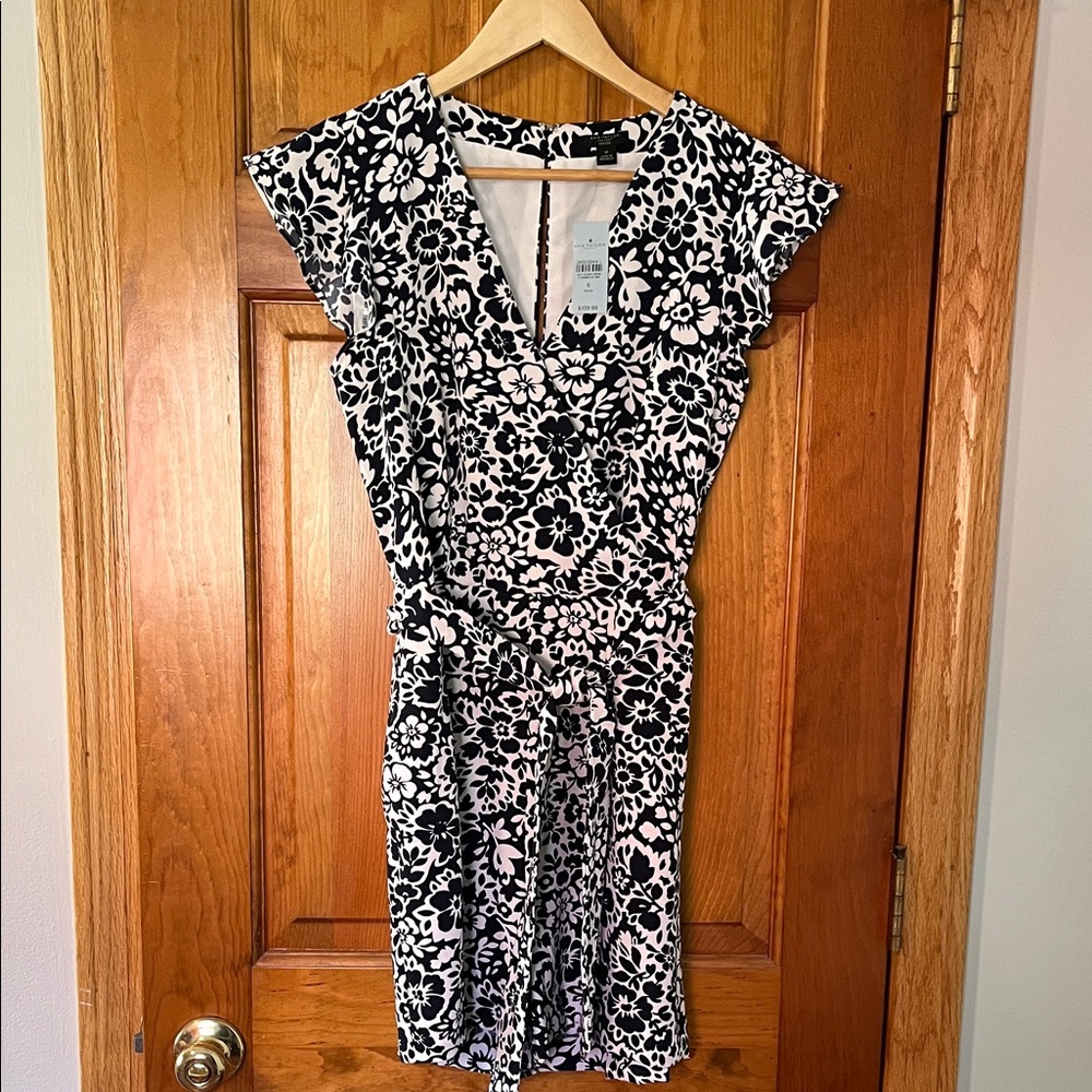 Ann Taylor Factory Black and White Floral Jumpsuit